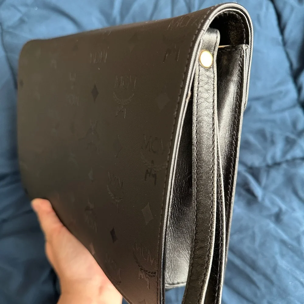 MCM Black Monogram Envelope Clutch with Gold Lock - Picture 3 of 16